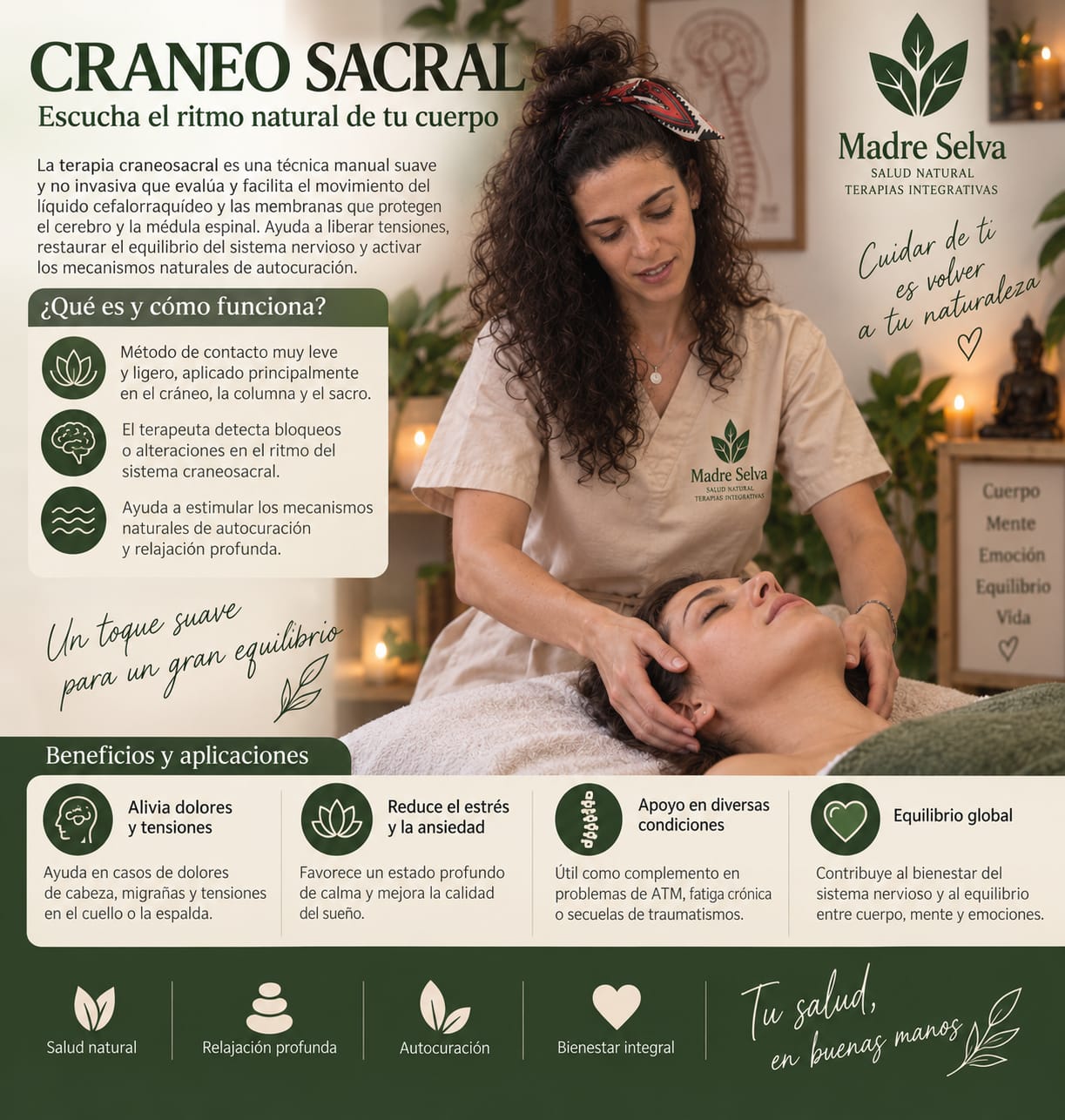 Cráneo sacral: lámina informativa de la sesión